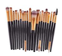 BAZEITFLOW 20PCS Professional Makeup Brush with Black and Gold Handles Synthetic Goat Eyebrow Eyeshadow Brushes for Full Face Cosmetics Application Portable and Durable