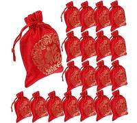 BAZEITFLOW 20pcs Silk Drawstring Gift Bags Lightweight Decorative Candy Pouches for Spring Festival Wedding Party Favor Storage with Safe Satin Material
