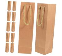 BAZEITFLOW 24pcs Kraft Wine Bottle Bags Brown Reusable Single Bottle Tote with Handle for Weddings Birthdays Business Party Favor Gifting