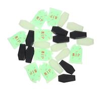 BAZEITFLOW 24pcs Miniature Halloween Coffin Figurines with Moonlight Tombstones Realistic Haunted House Props for Fairy Garden Spooky Graveyard Ornaments Reusable Prank Decorations