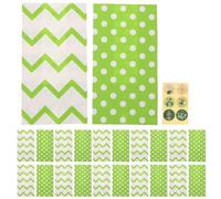 BAZEITFLOW 24PCS St Patricks Day Paper Bags Green Kraft Shamrock Candy Goodie Pouches Tear-resistant Rustic Treat Bags for Irish Holiday Party Favors and Snacks