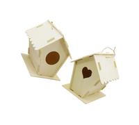 BAZEITFLOW 2PC Wooden Bird House Natural Wood Material Garden Nesting Box Ornament for Birds Canary Parrot Lark Yellowbird Home Decor Gift