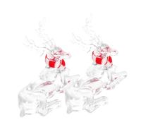 BAZEITFLOW 2pcs Acrylic Reindeer Figurines Christmas Ornaments for Table Decor Small Transparent Deer Figurine Holiday Decorations Festive