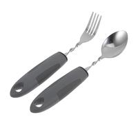 BAZEITFLOW 2pcs Adaptive Weighted Fork and Spoon Set with Ergonomic Built-up Handles for Elderly and Disabled Stainless Steel Anti-Shake Utensils for Hand Tremors Comfortable Grip Dining Aid