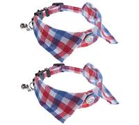 BAZEITFLOW 2Pcs Adjustable Bell Design Cat Collar Cute Plaid Kitten Neck Collar with Breakaway Safety Buckle Lightweight and Durable for Daily Use and Special Occasions
