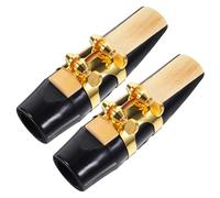 BAZEITFLOW 2pcs Alto Saxophone Mouthpiece with Black Plastic Body and Gold Ligature Fit for Professional and Beginner Musicians Delivers Rich Clear Tone and Easy Installation for Jazz and