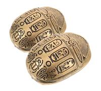 BAZEITFLOW 2pcs Ancient Egyptian Beetle Figurines Decorative Scarab Amulets with Hieroglyphs for Home Office Desk Ornament Collectible Craft Animal Sculpture for History Enthusiasts