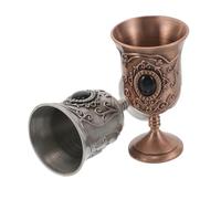 BAZEITFLOW 2pcs Antique Metal Chalice Cup Vintage Decorative Goblets with Ergonomic High Stem for Home Bar Party Halloween Religious Use Creative Retro Design with Elegant and Tin Finish