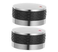 BAZEITFLOW 2Pcs BBQ Grill Control Knobs Replacement for Oven Stove Range Silver Finish Inner Shaft Smooth Grip for Precise Temperature Electric and Gas Cookers