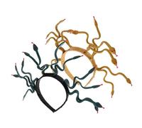 BAZEITFLOW 2pcs Bendable Snake Headpiece for Women Egyptian Pharaoh Medusa Headband with Deep Green and Earthy Golden Colors Plastic Vinyl Crown Flexible Costume Accessory for Halloween
