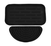BAZEITFLOW 2pcs Black Silicone Fridge Drip Pan Set with Water Dispenser Drip Tray and Half-moon Small Drying Mat, Kitchen Accessory for Refrigerator and Coffee Machine Drainage