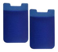 BAZEITFLOW 2pcs Blue Adhesive Phone Card Holders with Non-Slip Design, Imitation Microfiber and PVC Material, Store Credit and Id Cards Conveniently on Your Phone