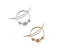 BAZEITFLOW 2pcs Bohemian Vintage Metal Women Hairpin Set Decorative Five-pointed Star Female Headwear Half-up Hair Accessories for Daily and Party Use, Gold and Silver