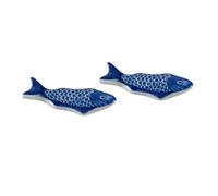 BAZEITFLOW 2Pcs Ceramic Fish Shaped Chopstick Rest Multi Purpose Tableware Holder for Chopsticks Spoons Forks Space Saving Stand Suitable for Dishwasher and Disinfection Cabinet