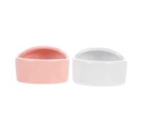 BAZEITFLOW 2Pcs Ceramic Hamster Food Bowls Pink White Washable Small Animal Feeding Basins Safe Non-toxic Pet Bowls for Hedgehog Guinea Pig Home Use