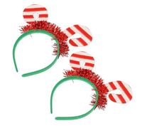 BAZEITFLOW 2pcs Christmas Hair Headbands Red and White Candy Cane Design Festive Hair Hoops for Christmas Party Accessories