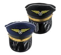 BAZEITFLOW 2pcs Cosplay Pilot Helmet Black Navy Breathable Lightweight Adjustable Performance Hats Unisex for Party Carnival Stage Costume Accessory