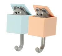 BAZEITFLOW 2pcs Cute Cartoon Adhesive Wall Hooks for Keys and Bags Material Strong Bearing Capacity Space Saving Decorative Hanging Hooks for Smooth Surfaces Home and Office