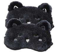 BAZEITFLOW 2pcs Cute Cartoon Black Cat Sleep Mask for, Soft Light-Blocking Eye Cover for Comfortable Night Sleep and Travel