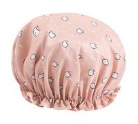 BAZEITFLOW 2pcs Double Layer Shower Caps for Women EVA Bathing Hats with Cute Pink Blue Cat Prints Reusable Hair Protectors for Showering Spa Makeup and Face Cleaning