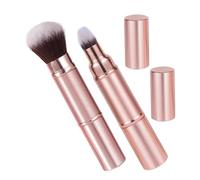 BAZEITFLOW 2pcs Dual Ended Retractable Makeup Brush Portable Travel Foundation Blush Brush with Protective Cover for Versatile Use Cosmetics and Touch Ups