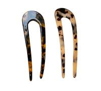 BAZEITFLOW 2pcs Elegant Leopard Pattern U Shaped Hair Clips for Women Vintage Acetate Headdress Accessories for Various Occasions Durable and Stylish Design Random Color