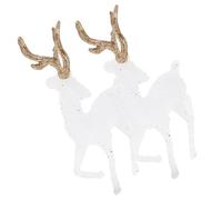 BAZEITFLOW 2pcs Elk Decoration Reindeer Cake Toppers Reindeer Christmas Decor Birthday Cake Decor Ornaments Happy Birthday Shaped Oh Plastic White