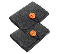BAZEITFLOW 2pcs Essential Oil Storage Bag Felt Non-Woven Travel Organizer Pouch Portable Oil Carrying Case Dark Grey for Small Bottles