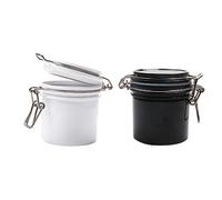 BAZEITFLOW 2Pcs Eyelash Glue Storage Boxes with Strong Sealing and Dehumidification Large Capacity Containers for Lash Extension Adhesive Fresh Keeping Portable Black and White Jars for