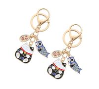 BAZEITFLOW 2pcs Fortune Cat Keychain Cartoon Bag Hanging Decor Unique Lucky Key Ring Pendant for Bags Backpacks and Car Keys