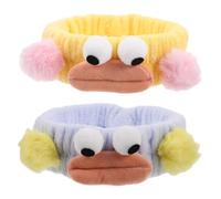 BAZEITFLOW 2pcs Funny Big-eyed Plush Hair Band Cute Cartoon Design for Face Washing Makeup Spa and Daily Use Elastic and Comfortable Blue Yellow