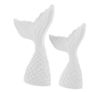 BAZEITFLOW 2pcs Gypsum Fish Tail Statue for Photo Posing Prop Beach Themed Decoration and Jewelry Display Organizer Compact Nautical Table Sculpture for Photography Background and