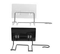 BAZEITFLOW 2pcs Hair Dryer Storage Rack Wall-mounted Bracket Black White Non-rusting Holders for Bathroom Organization Simplistic Design for Hair Styling Tools