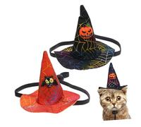 BAZEITFLOW 2Pcs Halloween Pet Hats Comfortable Cosplay Headwear for Cats Dogs with Black Pumpkin Smile and Soft Warm Material for Party Decoration and Funny Photo Random Color
