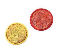 BAZEITFLOW 2pcs Handmade Tibetan Singing Bowl Cushions Pads for Buddhist Ritual Instruments, Sturdy Cloth Mats in Red and Yellow, Sound Bowl Accessories for Meditation and Healing