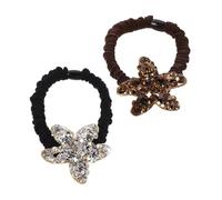 BAZEITFLOW 2pcs High Elasticity Rhinestone Hair Ties for Women Stretchy Ponytail Holders with Chic Sea Star Crystal Embellishments Full Rhinestone Sparkle Bands Gentle Hair for Beach Party