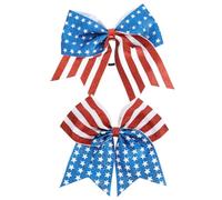 BAZEITFLOW 2pcs Independence Day Bowknot Hair Scrunchies with Elastic Bands Patriotic Star-spangled Banner Hair Ties for Multi-functional for 4th of July Celebration