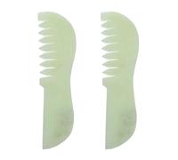 BAZEITFLOW 2pcs Jade Scalp Massage Comb Lightweight Gua Sha Hair Comb for Head and Face Dandruff Massage Stone Tool Portable for Skin Exfoliation and Blood Flow Stimulation