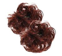 BAZEITFLOW 2Pcs Large Claw Clip Wavy Curly Hair Bun Extensions Messy Bun Hair for Women Easy Clip Hairpieces for Stylish Updos Wine Red