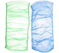 BAZEITFLOW 2pcs Large Mesh Birdcage Cover Set for Parrot and Songbird Cages, Dustproof Bird Cage Net Cover with Green and Blue Printed Fabric, Birdcage Accessory for Indoor Use