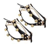 BAZEITFLOW 2pcs Large Santa Boots Bells PU Hand Bell Shoe Decorations for Christmas Party Family Gatherings Festive Holiday Atmosphere and Easy to Attach