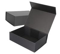 BAZEITFLOW 2pcs Magnetic Folding Cover Case Portable Black Paper Box Small for Weddings Birthdays and Special Occasions