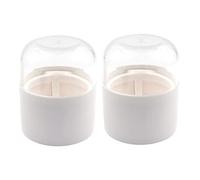 BAZEITFLOW 2pcs Makeup Egg Cases with Ventilated Design for Faster Drying Portable Cosmetic Sponge Holders for Travel and Home Storage Compact White Puff Containers for Women