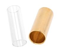 BAZEITFLOW 2pcs Metal Guitar Slide Ergonomic Design for Electric and Acoustic Instruments Precision Craftsmanship for Enhanced Tone Comfortable Finger Guards for Long Playing Sessions