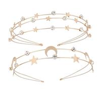 BAZEITFLOW 2pcs Metal Headband Star and Moon Design for Wedding and Birthday Occasions Cute Hair Accessories for Women and Girls