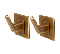 BAZEITFLOW 2pcs Metal Punch Free Wall Hooks Square Base Self-Adhesive Bathroom Kitchen Hooks for Towels Robes Hanging Home Organization