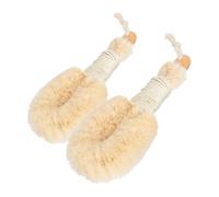 BAZEITFLOW 2pcs Natural Sisal Body Brush with Ergonomic Handle for Comfortable Grip Exfoliating Bath Scrubber with Wood and Jute Rope Gentle Deep Cleansing Body Scrubber for Shower and Dry