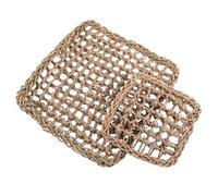 BAZEITFLOW 2pcs Natural Woven Grass Mat Chew for Rabbits and Hamsters Safe Pet Supplies Activity Protector Pad for Dental Health and Footing Large Small