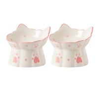 BAZEITFLOW 2pcs Neck Guard Dog Bowl Elevated Cat Food Water Bowl for Cats Feeding Watering Supplies