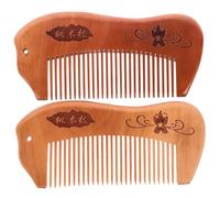 BAZEITFLOW 2pcs Peach Wood Combs for Women Anti-static Detangling Styling Tools with Smooth Rounded Teeth Portable Natural Wooden Hair Combs for Thick Curly and Long Hair